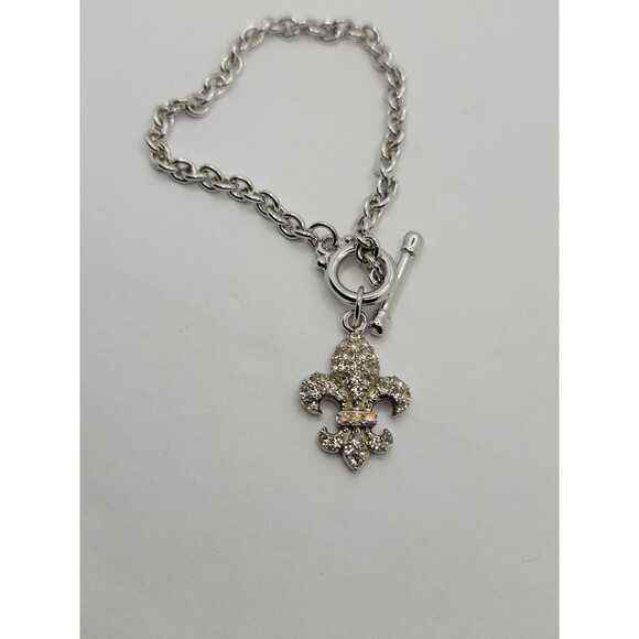 Fluer De Lis Chain Toggle Bracelet - Picture 1 of 3